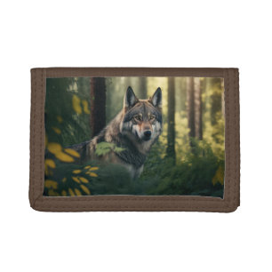 Nylon Tri-Fold Wallet/Wildlife Wolf Wallet