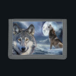 Nylon Tri-Fold Wallet/Wildlife Wolves Trifold Wallet<br><div class="desc">Nylon tri-fold wallet shown with a print of wolves on the flap. 
Color Gray
Customize this item or buy as is. 




Stock Image</div>