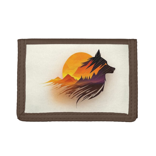 Nylon Tri-Fold Wallet Wolf (Front)