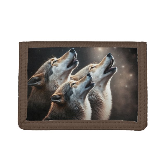 Nylon Tri-Fold Wallet Wolves (Front)