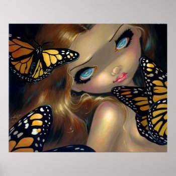 Nymph With Monarchs Art Print Butterfly Fairy by strangeling at Zazzle