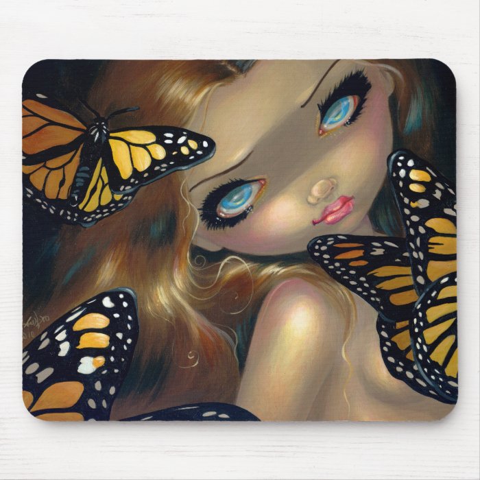 "Nymph with Monarchs" Mousepad