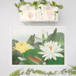 Nymphaea lotus, Japanese woodblock print, 1917 Outdoor Rug