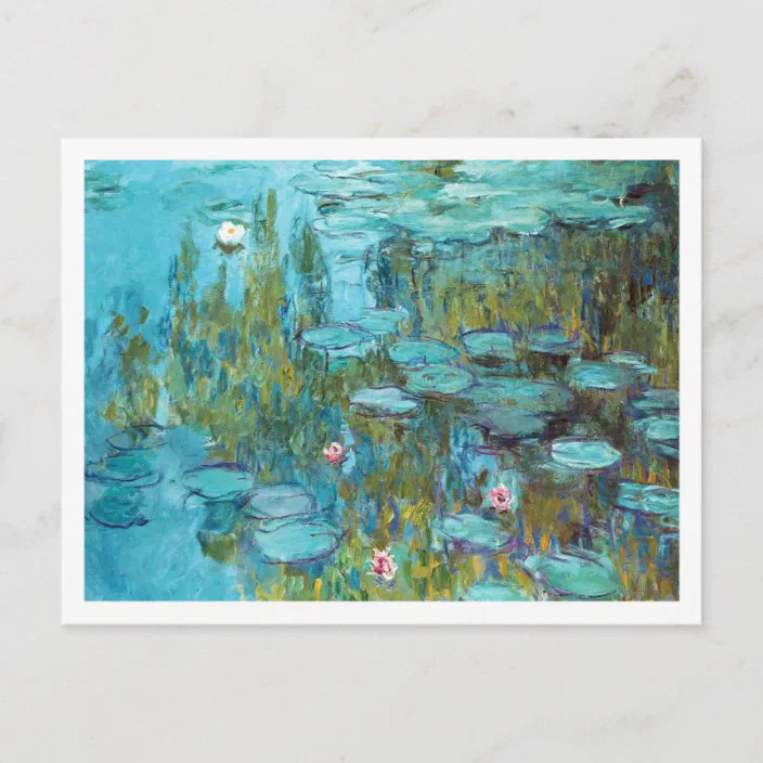 Nympheas Turquoise Lily Pads Claude Monet Postcard Zazzle Com