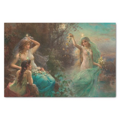 Nymphen bei Sonnenaufgang by Hans Zatzka Tissue Paper