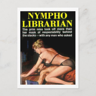 Nympho Librarian, Retro, Vintage Postcard