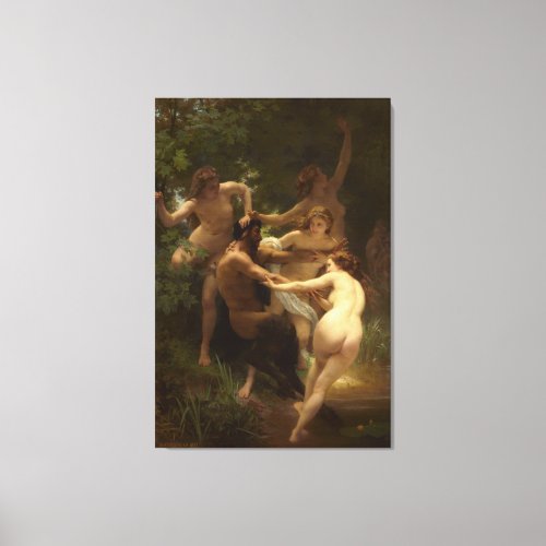 Nymphs and Satyr by William_Adolphe Bouguereau Canvas Print