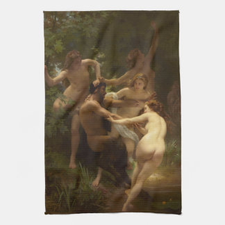 Nymphs and Satyr by William-Adolphe Bouguereau Kitchen Towel