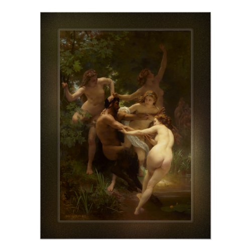 Nymphs and Satyr by William_Adolphe Bouguereau Poster