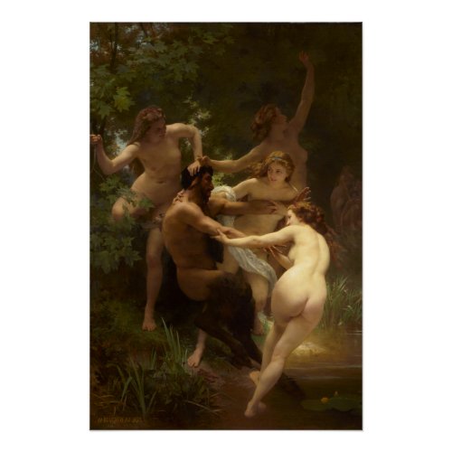 Nymphs and Satyr by William_Adolphe Bouguereau Poster