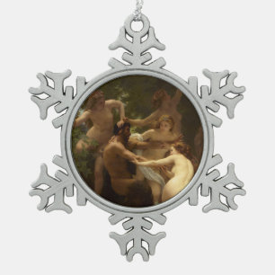 Nymphs and Satyr by William-Adolphe Bouguereau Snowflake Pewter Christmas Ornament