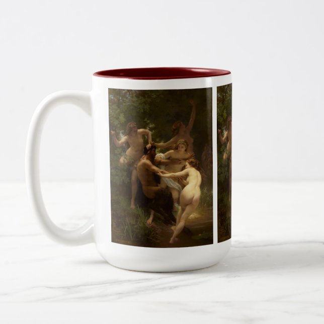 Nymphs and Satyr by William-Adolphe Bouguereau Two-Tone Coffee Mug (Left)