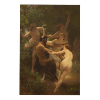 Nymphs and Satyr by William-Adolphe Bouguereau Wood Wall Art