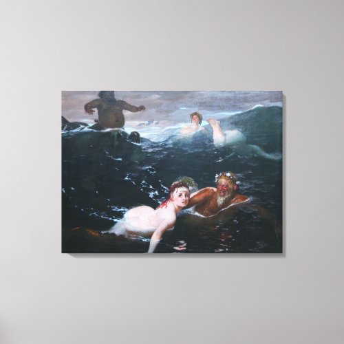 Nymphs and Satyrs Playing in the Waves Canvas Print