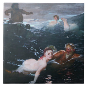 Nymphs and Satyrs Playing in the Waves Ceramic Tile