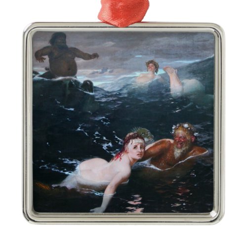 Nymphs and Satyrs Playing in the Waves Metal Ornament