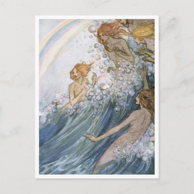 Nymphs Dancing in the Waves Vintage Illustration  Postcard (Front)