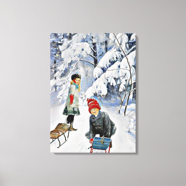 Nystrom - Children in the Snow, 1910 Canvas Print (Front)