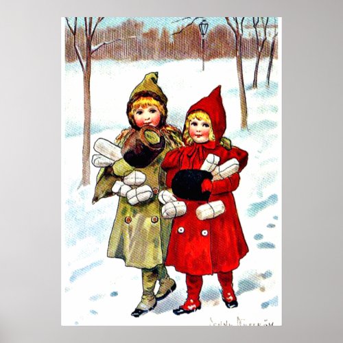 Nystrom _ Children in the Snow 1 fine art Poster