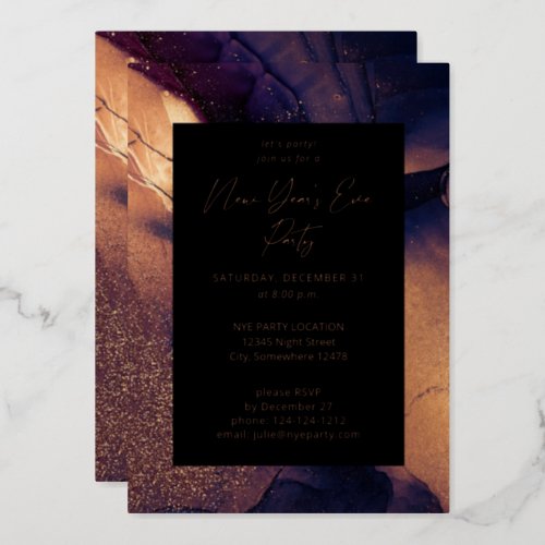 Nyte Glow New Years Eve Party Foil Invitation