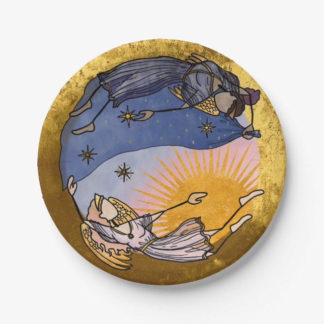Nyx and Hespera (Night and Day) Holiday Paper Plates (Front)