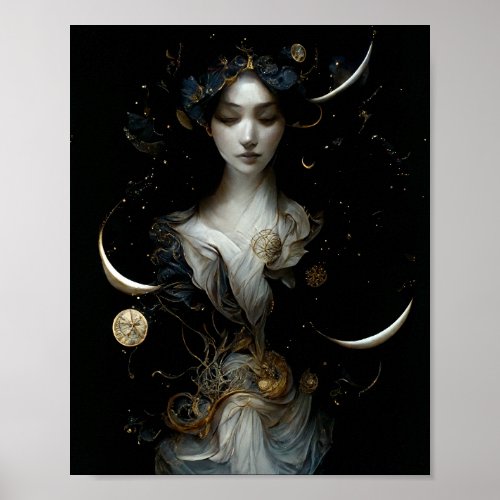 Nyx Goddess of Night Surreal Fantasy Art Poster