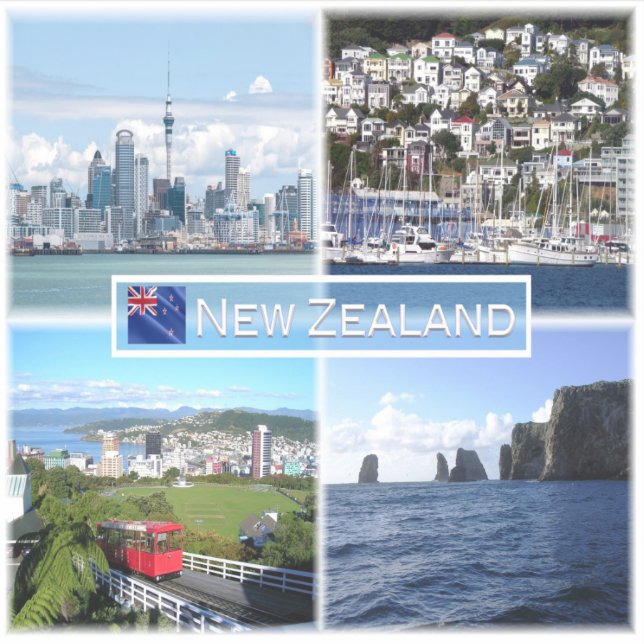 NZ Auckland Skyline - Wellington panorama - Sticker (Front)
