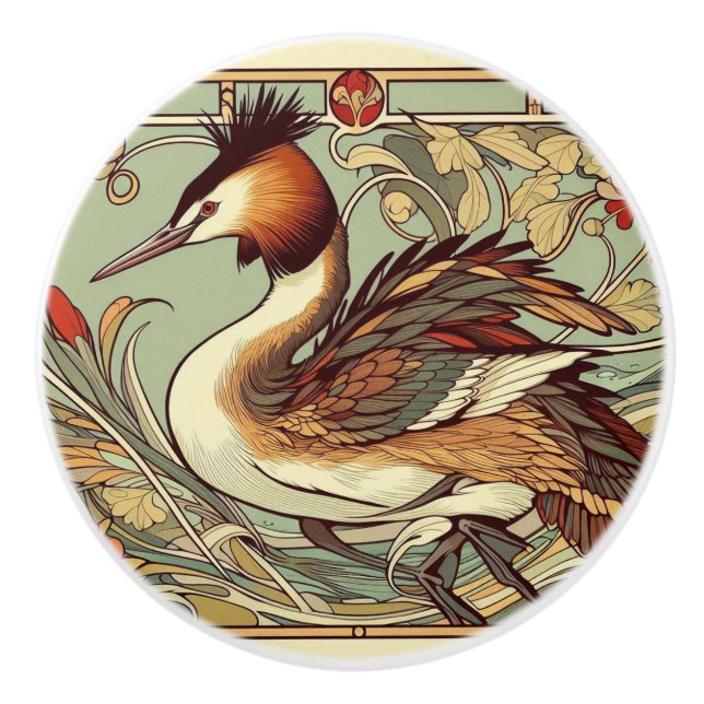 NZ Birds puteketeke art nouveau knob (Front)