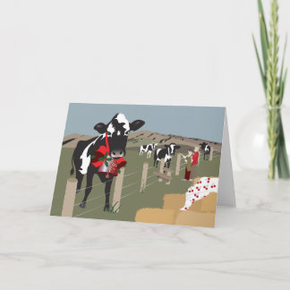 'NZ Christmas Cow Bell' Folded Greeting Card