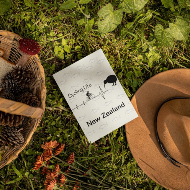 NZ Cycling Heartbeat Kiwi Bird Fish Pattern Custom Note Card (Creator Uploaded)