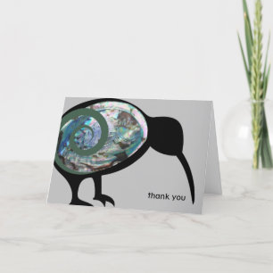 NZ KIWI BIRD PAUA FERN KORU NEW ZEALAND GREEN  THANK YOU CARD