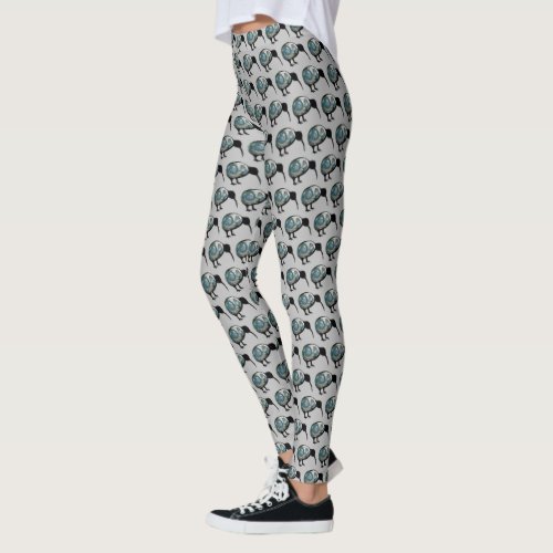 NZ KIWI PATTERN CHIC PAUA BLACK KORU NEW ZEALAND LEGGINGS