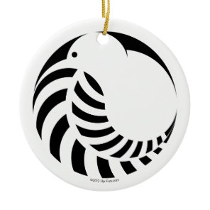 NZ Kiwi / Silver Fern Emblem Ceramic Ornament