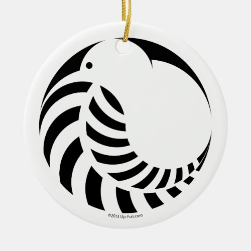 NZ Kiwi  Silver Fern Emblem Ceramic Ornament