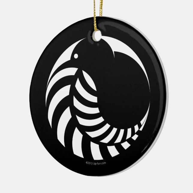 NZ Kiwi / Silver Fern Emblem Ceramic Ornament (Left)