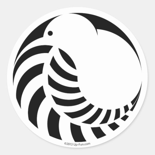 NZ Kiwi  Silver Fern Emblem Classic Round Sticker