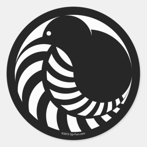 NZ Kiwi  Silver Fern Emblem Classic Round Sticker