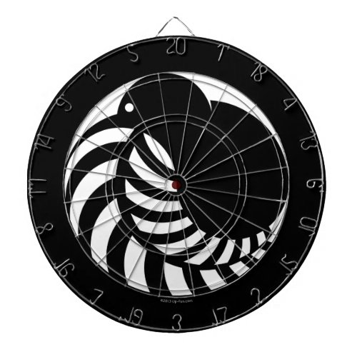 NZ Kiwi  Silver Fern Emblem Dartboard With Darts