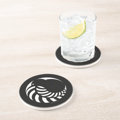 NZ Kiwi  Silver Fern Emblem Drink Coaster