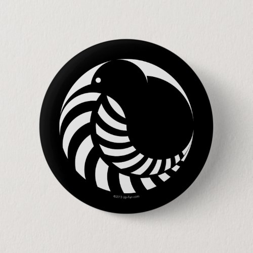 NZ Kiwi  Silver Fern Emblem Pinback Button