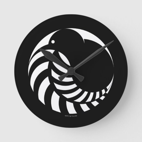 NZ Kiwi  Silver Fern Emblem Round Clock