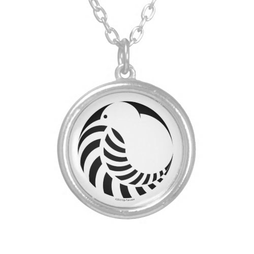 NZ Kiwi  Silver Fern Emblem Silver Plated Necklace