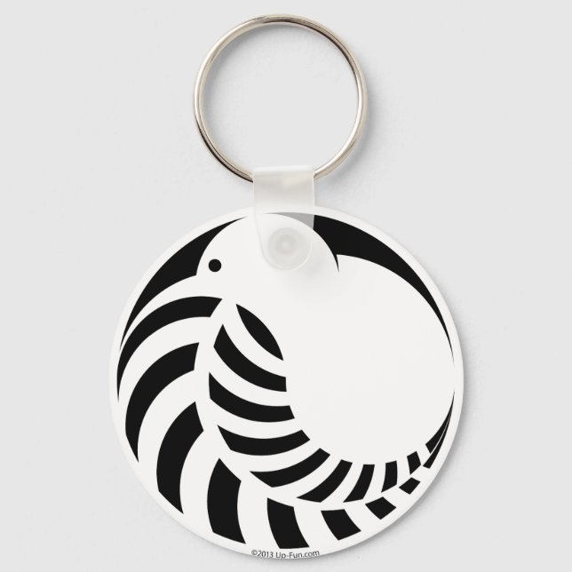 NZ Kiwi / Silver Fern Keychain (Front)