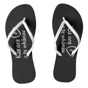 NZ MAORI GREETING "KIA ORA" KIWI SUMMER JANDALS FLIP FLOPS