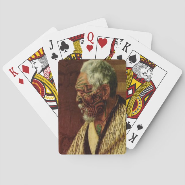 NZ Maori Leader Chieftain Historic Art Poker Cards (Back)