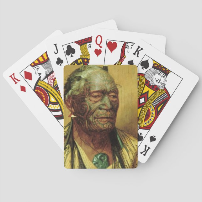 NZ Maori Leader Chieftain Historic Art Poker Cards (Back)