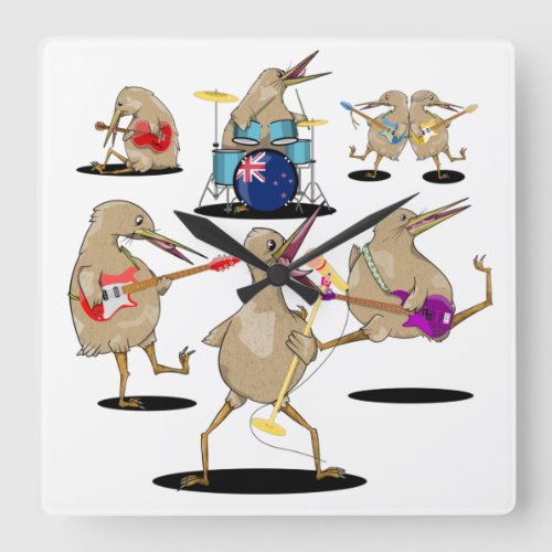 NZ Music Kiwi Band Square Wall Clock