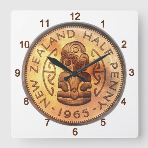 NZ New Zealand Half Penny Tiki Clock