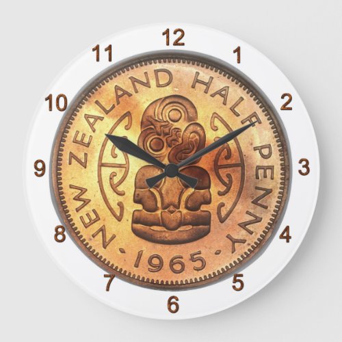 NZ New Zealand Half Penny Tiki Clock