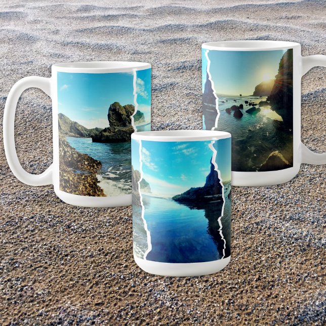 NZ Tasman 3 Custom Sea View Collage Tear Edge Coffee Mug (NZ Tasman 3 Custom Sea View Collage Tear Edge Coffee Mug)